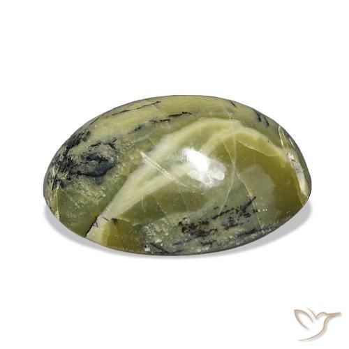 Opala Olho de Gato Verde amarelado Natural 5.74ct, oval, Opaco