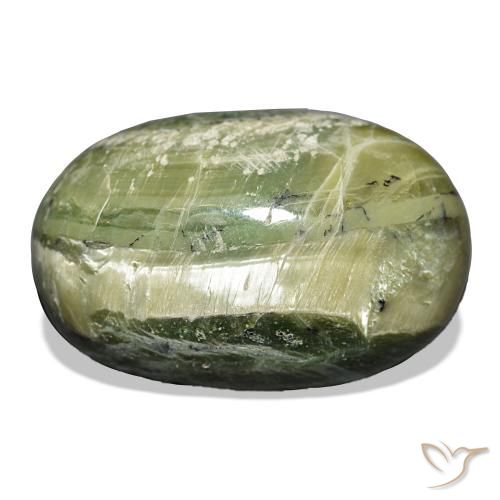 Opala Olho de Gato Verde amarelado Natural 22.11ct, oval, Opaco