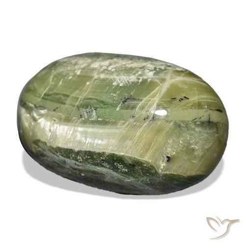 Opala Olho de Gato Verde amarelado Natural 22.11ct, oval, Opaco