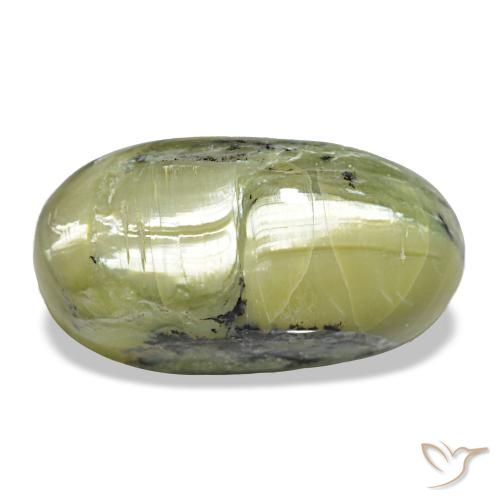 Cat's eye opal verde natural 9,66ct, corte oval, opaco