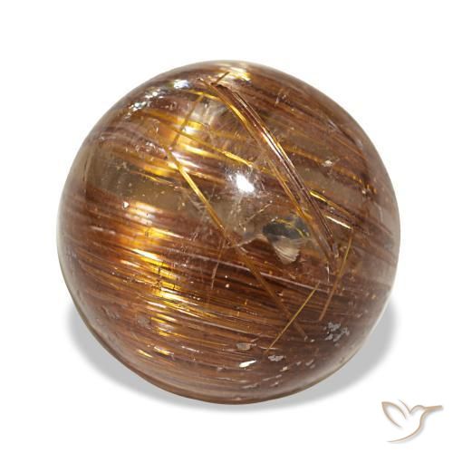 Cat's eye rutile quartz laranja natural 3,91ct, corte redondo, translúcido