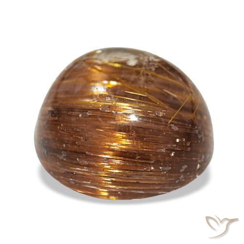 Cat's eye rutile quartz laranja natural 3,91ct, corte redondo, translúcido