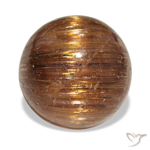 5.21ct laranja cat's eye rutile quartz, redondo, translúcido