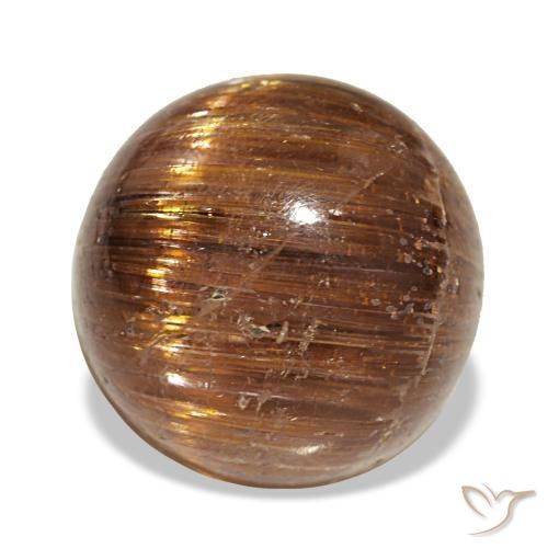 Cat's eye rutile quartz laranja natural 5,21ct, corte redondo, translúcido