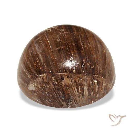 Cat's eye rutile quartz laranja natural 5,21ct, corte redondo, translúcido