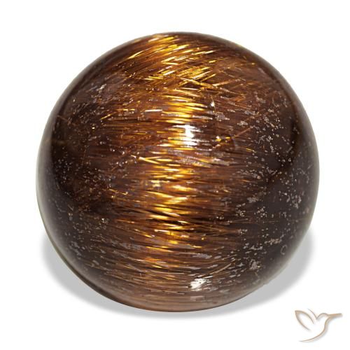 19.68ct laranja cat's eye rutile quartz, redondo, opaco