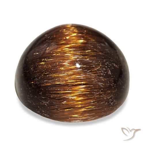 Cat's eye rutile quartz laranja natural 19,68ct, corte redondo, opaco