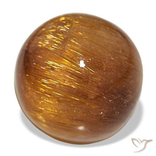 Cat's eye rutile quartz laranja natural 17,93ct, corte redondo, opaco
