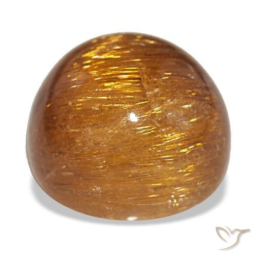 Cat's eye rutile quartz laranja natural 17,93ct, corte redondo, opaco