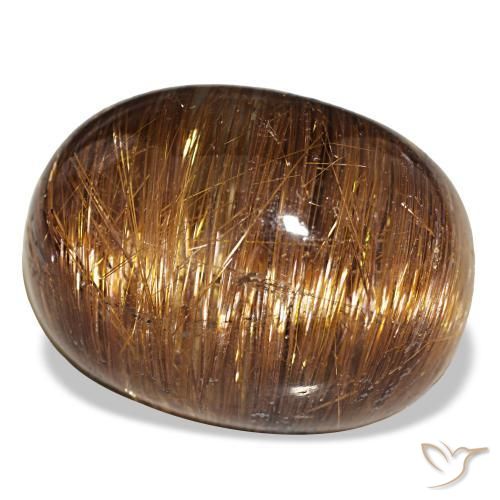 Cat's eye rutile quartz laranja natural 44,01ct, corte oval, translúcido