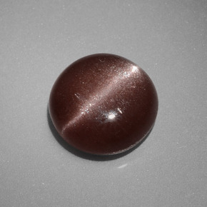 Cat's eye scapolite marrom natural 2,40ct, corte redondo, opaco