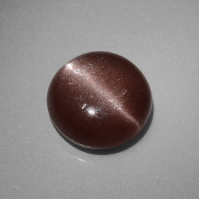 Cat's eye scapolite marrom natural 2,40ct, corte redondo, opaco