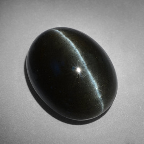 Cat's eye scapolite preto natural 18,17ct, corte oval, opaco