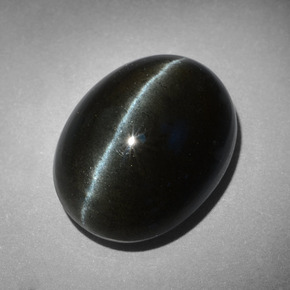 Cat's eye scapolite preto natural 18,17ct, corte oval, opaco