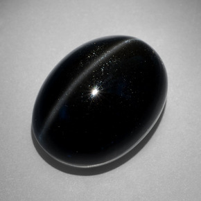 Escapolita Olho de Gato Preto Natural 27.68ct, Corte Oval, Opaco