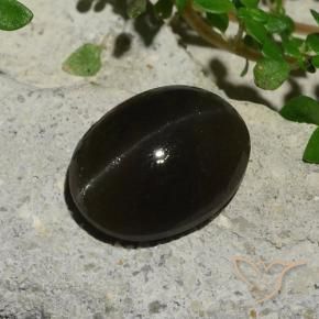 Cat's eye scapolite preto natural 5,10ct, corte oval, translúcido