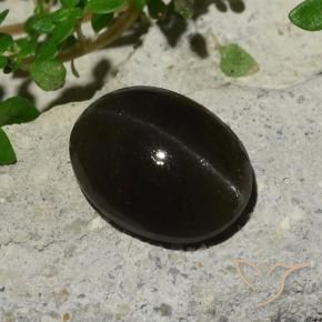 Cat's eye scapolite preto natural 5,10ct, corte oval, translúcido