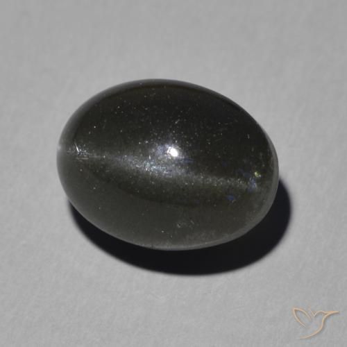 Escapolita Olho de Gato Preto Natural 5.16ct, oval, Translúcido