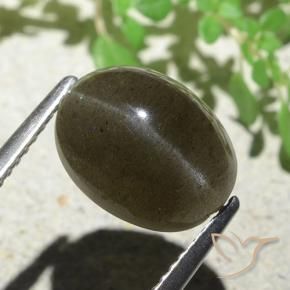 Escapolita Olho de Gato Castanho Médio-Claro Natural 4.97ct, oval, Translúcido