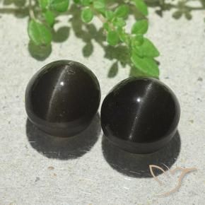Pedras preciosas de Escapolita Olho de Gato Preto natural de 8.87 ct, oval, Translúcido