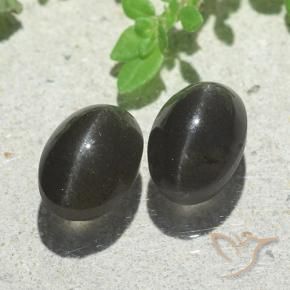 Pedras preciosas de Escapolita Olho de Gato Preto natural de 5.00 ct, oval, Translúcido