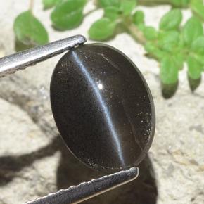 Cat's eye scapolite preto natural 2,56ct, corte oval, translúcido