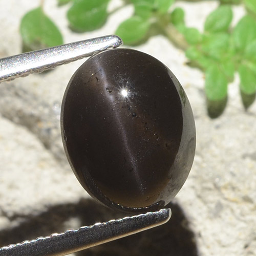 Cat's eye scapolite preto natural 3,42ct, corte oval, translúcido