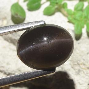 Cat's eye scapolite preto natural 3,42ct, corte oval, translúcido