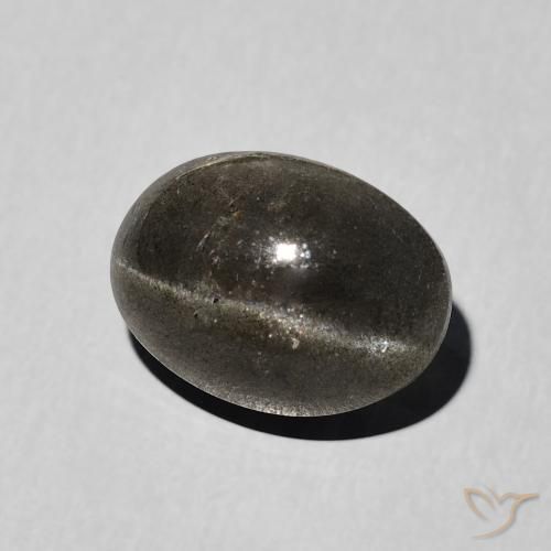 Escapolita Olho de Gato Preto Natural 3.41ct, oval, Translúcido