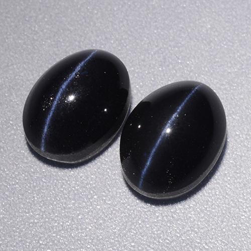Pedras preciosas de cat's eye scapolite preto natural de 4,46 ct, corte oval, opaco