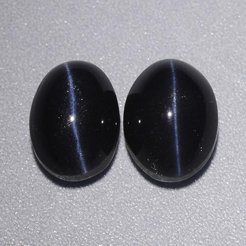 Pedras preciosas de cat's eye scapolite preto natural de 4,46 ct, corte oval, opaco