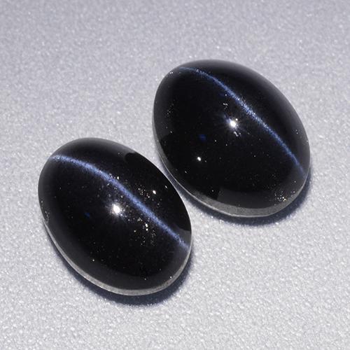 Pedras preciosas de cat's eye scapolite preto natural de 4,46 ct, corte oval, opaco
