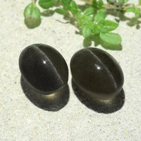 Pedras preciosas de cat's eye scapolite cinza natural de 7,38 ct, corte oval, translúcido