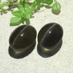 Pedras preciosas de cat's eye scapolite cinza natural de 7,38 ct, corte oval, translúcido