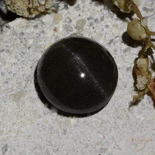 2.12ct Natural Preto Escapolita Olho de Gato, Redondo, Translúcido