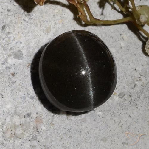 2.34ct Natural Preto Escapolita Olho de Gato, Redondo, Translúcido