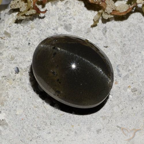 3.32ct Natural Preto Escapolita Olho de Gato, oval, Translúcido