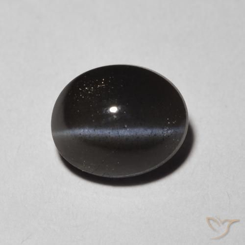 1.47ct Natural Preto Escapolita Olho de Gato, oval, Translúcido