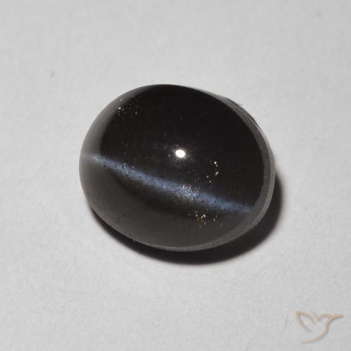 Escapolita Olho de Gato Preto Natural 1.47ct, oval, Translúcido
