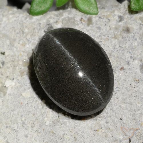 2.15ct Natural Preto Escapolita Olho de Gato, oval, Translúcido