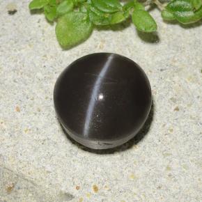 Cat's eye scapolite preto natural 2,49ct, corte redondo, translúcido