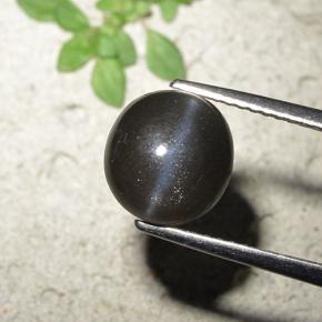 Cat's eye scapolite preto natural 3,23ct, corte redondo, opaco