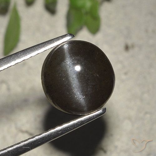 Cat's eye scapolite preto natural 2,72ct, corte redondo, translúcido