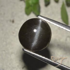 Cat's eye scapolite preto natural 2,72ct, corte redondo, translúcido