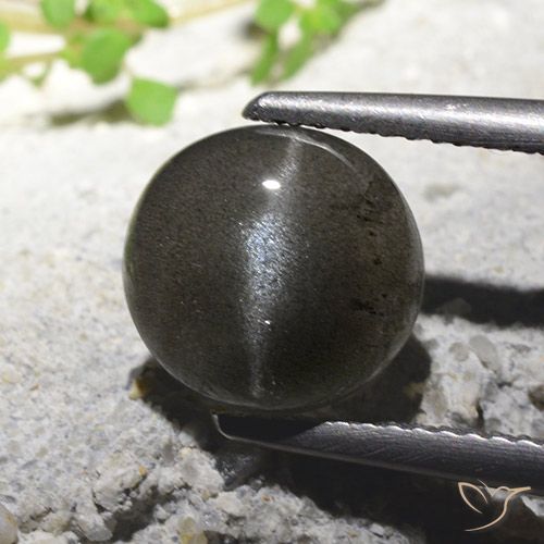 2.71ct Natural Preto Escapolita Olho de Gato, Redondo, Translúcido