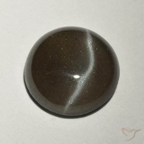 2.34ct Natural Preto Escapolita Olho de Gato, Redondo, Translúcido