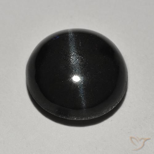 2.46ct Natural Preto Escapolita Olho de Gato, Redondo, Translúcido