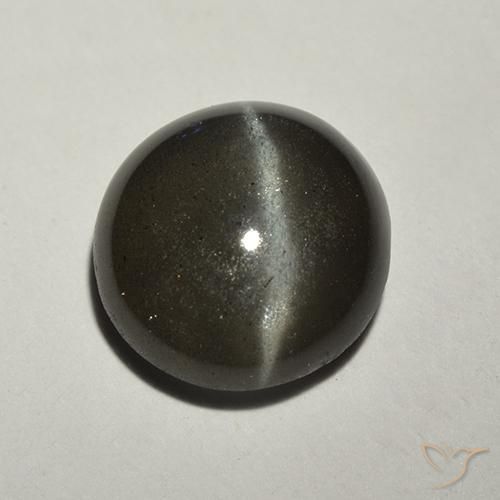 2.18ct Natural Preto Escapolita Olho de Gato, Redondo, Translúcido