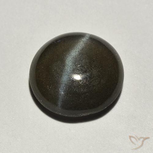 2.01ct Natural Preto Escapolita Olho de Gato, Redondo, Translúcido