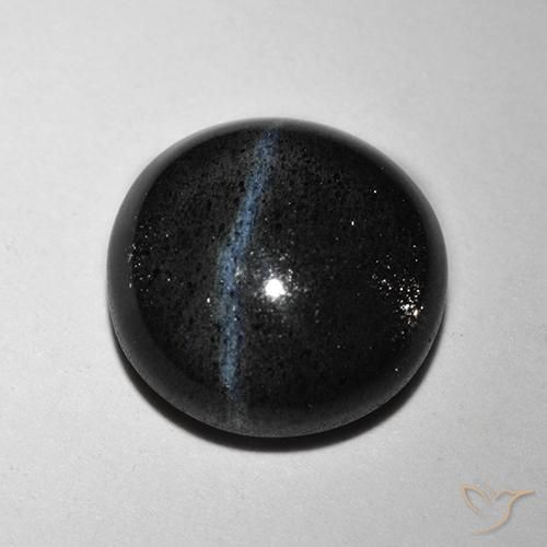 2.48ct Natural Preto Escapolita Olho de Gato, Redondo, Translúcido